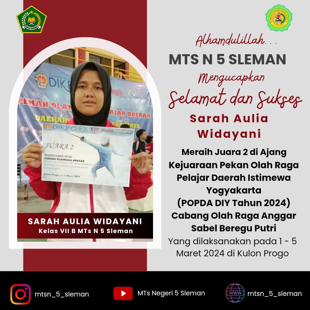 Juara 2 POPDA DIY 2024 cabang Anggar Sabel Beregu Putri