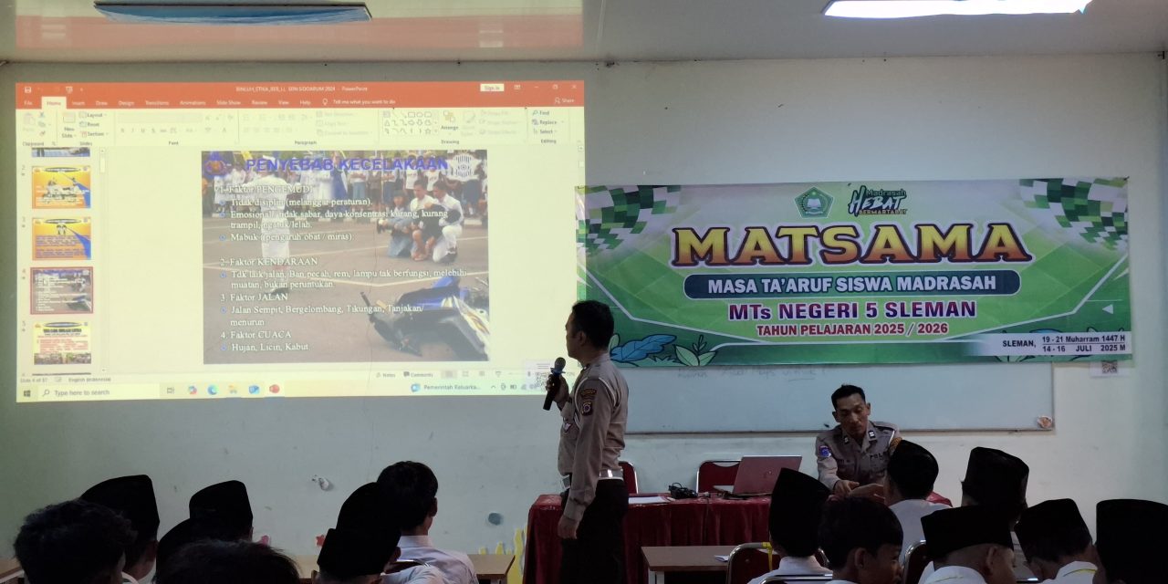 MATSAMA MTsN 5 SLEMAN: POLSEK GODEAN SAMPAIKAN TERTIB DALAM BERLALU LINTAS
